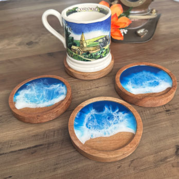 Blue Ocean Wave Coasters set of four