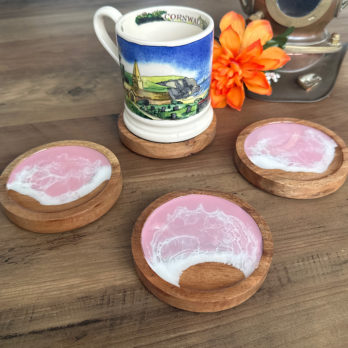 Tropical pink ocean wave coasters – set of four