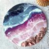 abstract pink and blue seashell shoreline wall art
