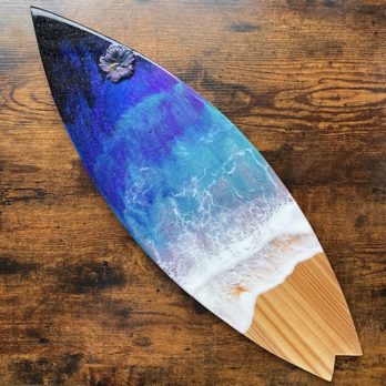 Purple Galaxy Ocean surfboard Wall art