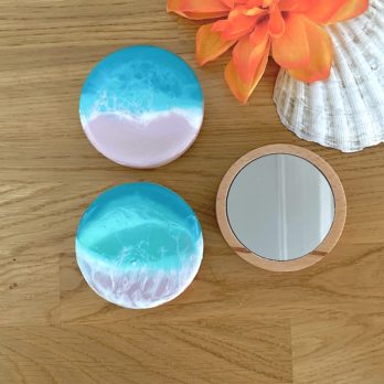 Pink Beach And Turquoise Waves Pocket Mirror